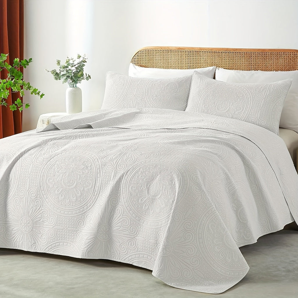 Quilt Set 2-3pcs ¨C Lightweight Microfiber Bedspread Coin Pattern Coverlet All Seasons Twin Full Queen King Cal King