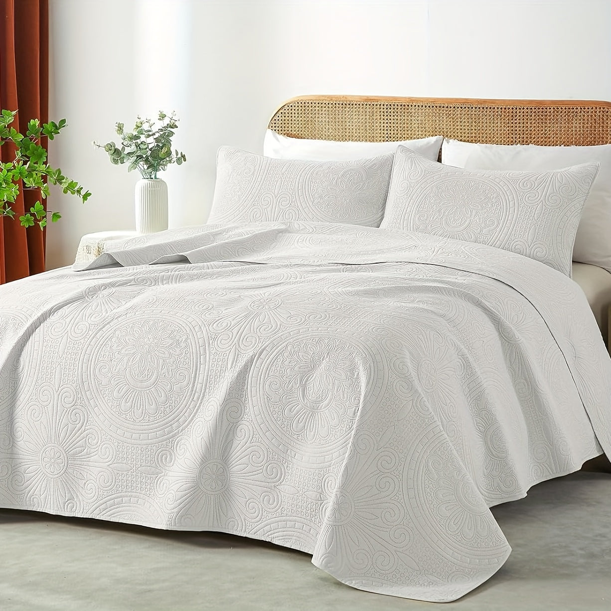 Quilt Set 2-3pcs ¨C Lightweight Microfiber Bedspread Coin Pattern Coverlet All Seasons Twin Full Queen King Cal King