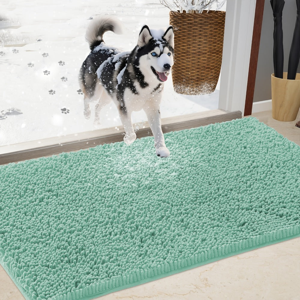 Chenille Doormat Absorbent Non-Slip Washable Indoor Outdoor Mat - Soft Shaggy Entryway Rug for Muddy Paws, Pets & Dogs | Machine Washable Front Door Mat in 18 Colors & 5 Sizes | Anti-Slip Rubber Backing