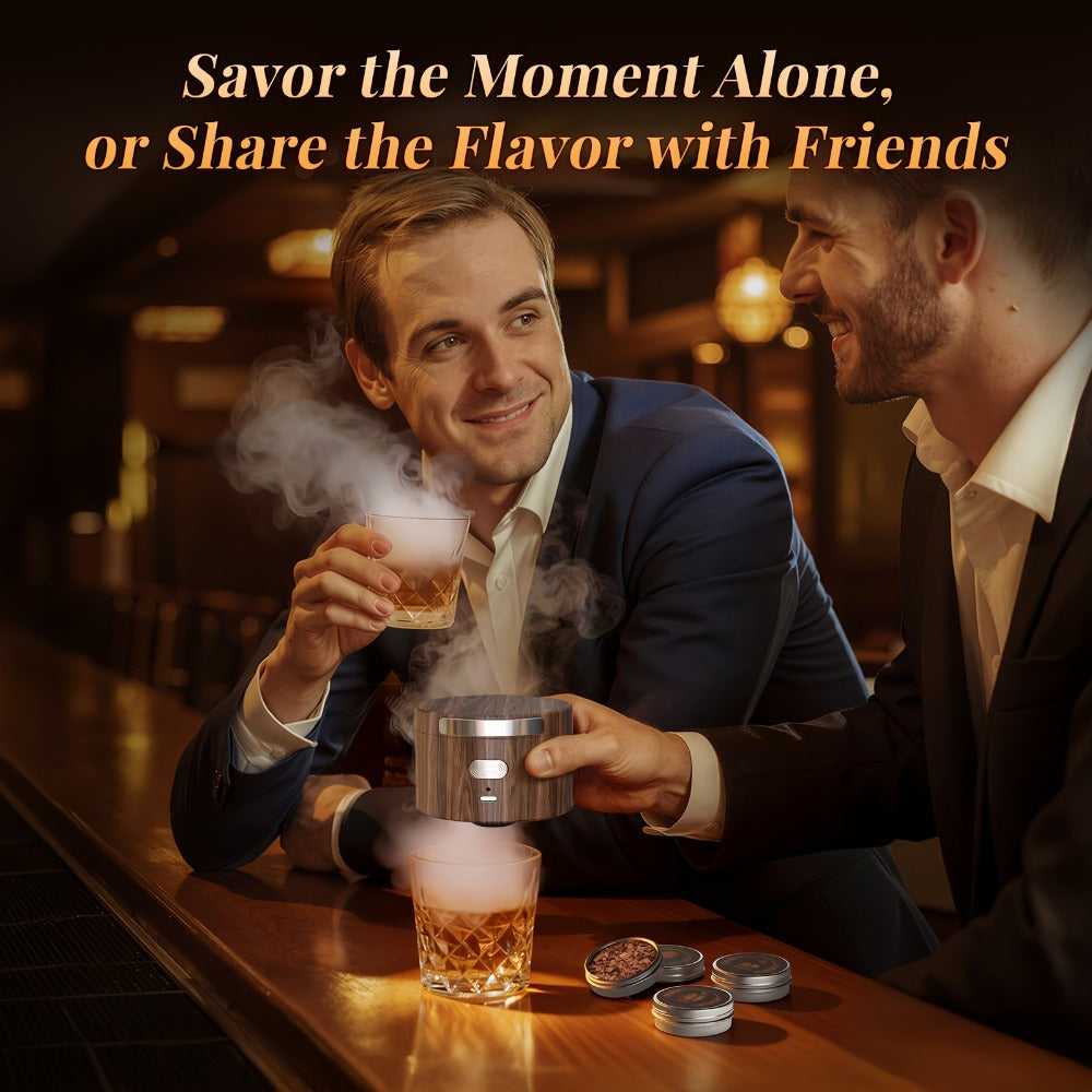 Electric Cocktail Smoker Kit with 6 Wood Chips ¨C Flame-Free USB Rechargeable Whiskey Smoker for Tumblers & Wine Glasses, Gift for Men Dad Husband