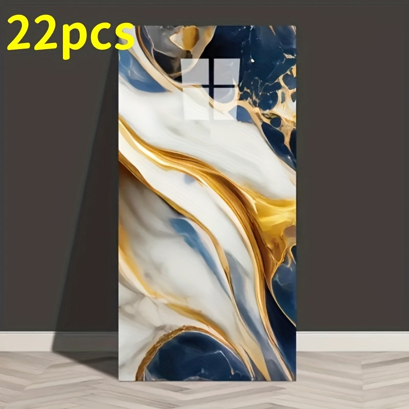 Self-Adhesive Waterproof PVC Wall Sticker 22pcs Peel and Stick Marble Boho Wallpaper 11.81x23.62in Oil Resistant for Kitchen Bathroom Living Room Bedroom Decor