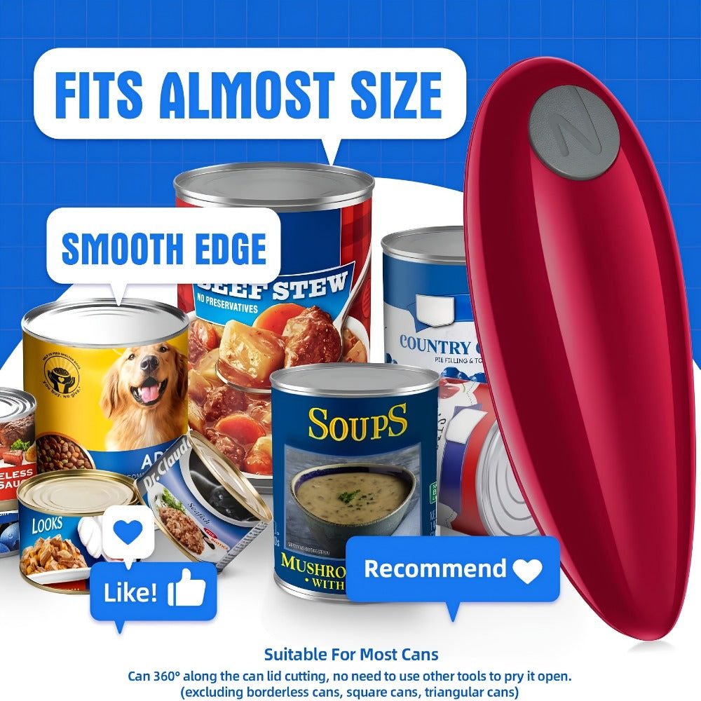 Electric Can Opener One Touch Automatic - Hands Free for Seniors & Arthritis, Kitchen & Camping Gift