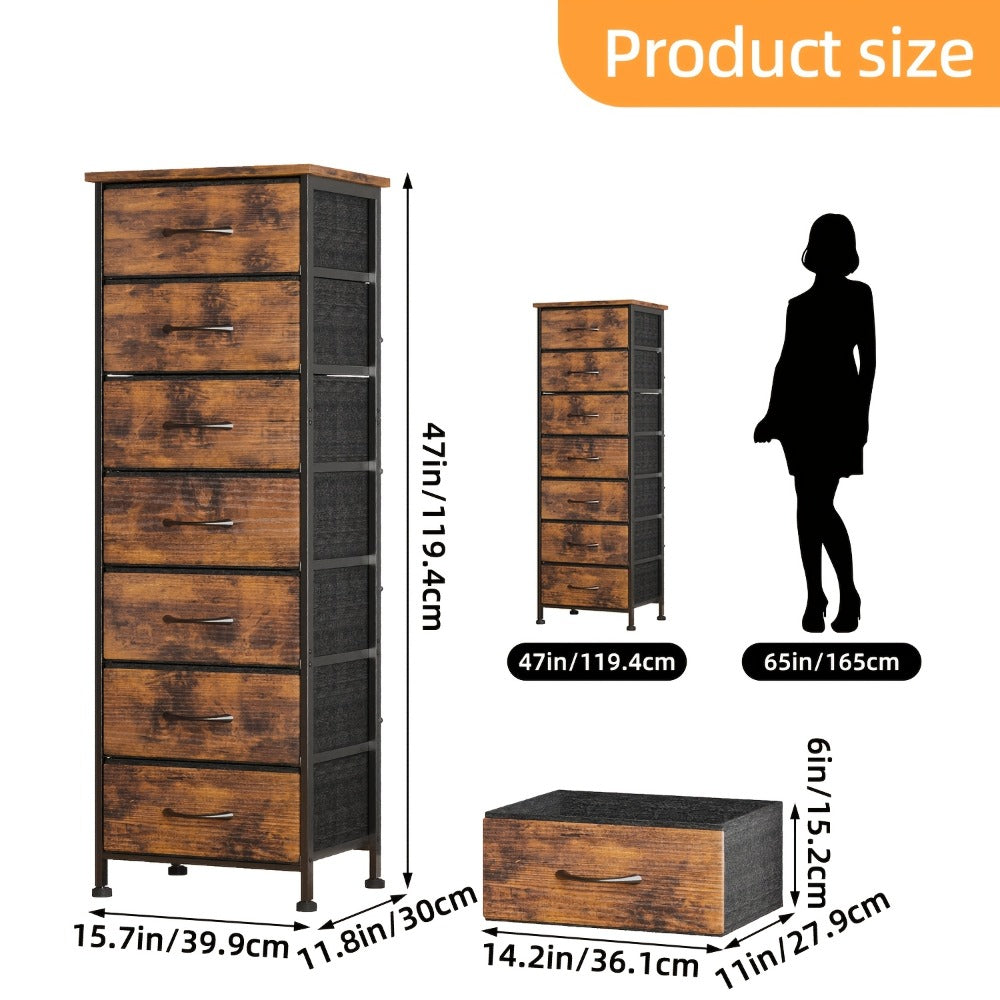Tall Dresser with Fabric Drawers Storage Organizer 41-47 Inch 6 Drawer Chest for Bedroom Closet Entryway Clothing Storage 6 Colors