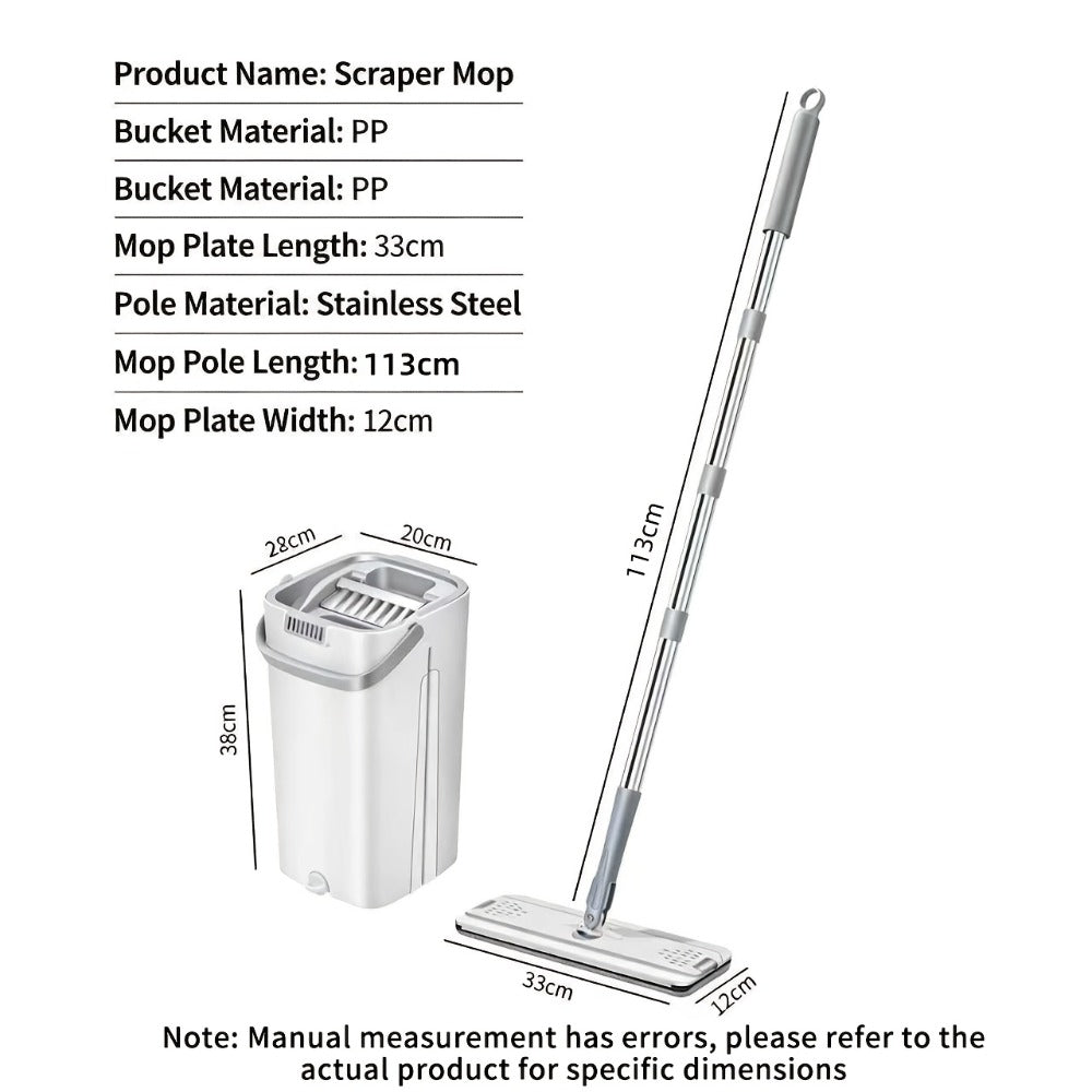 Hands-Free Flat Mop with Bucket Set ¨C 8pcs, 6 Microfiber Pads & Gloves, Dry & Wet Floor Cleaning for Bedroom, Kitchen & Bathroom