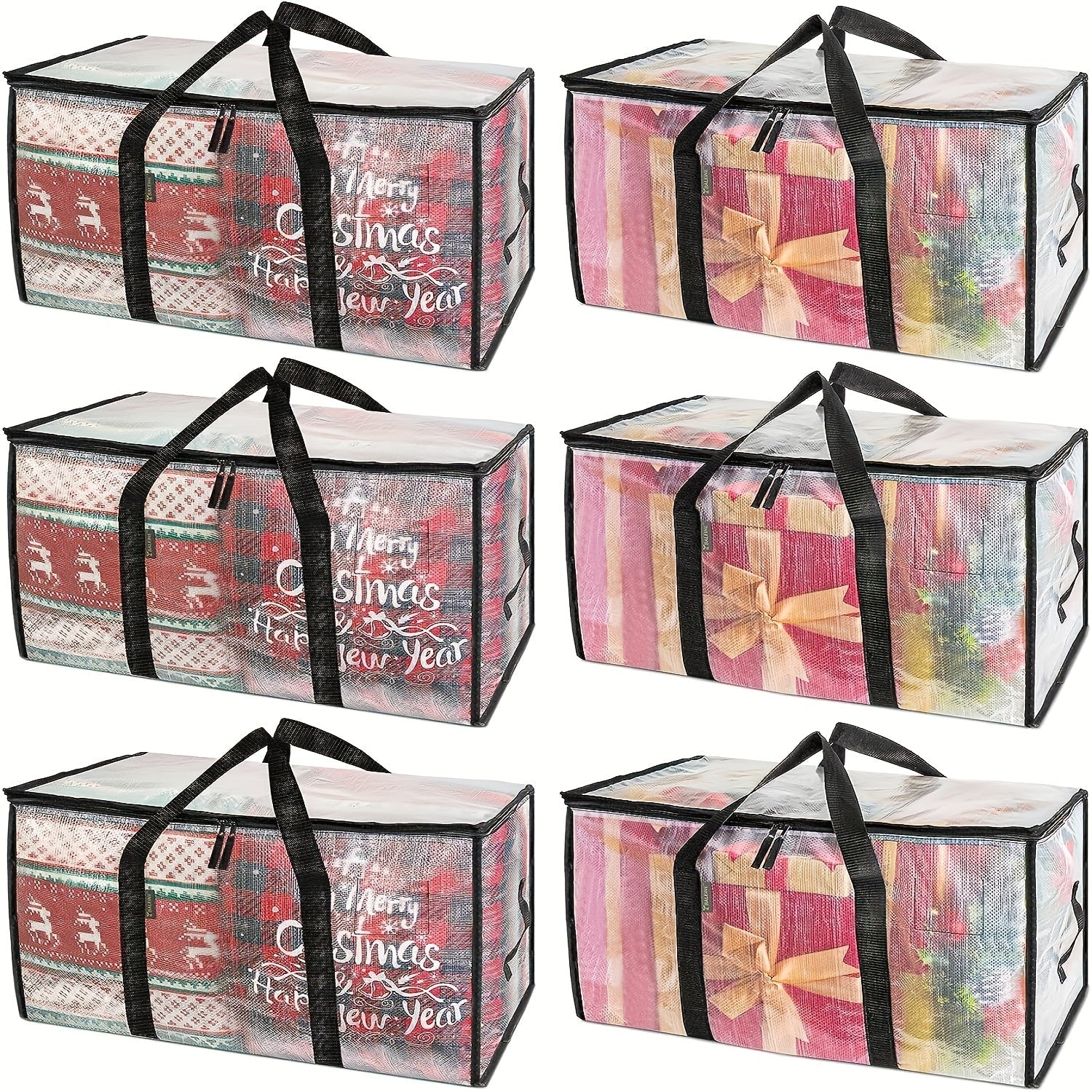 Heavy Duty Moving Bags Oversized Storage Tote with Reinforced Handles for Clothes Packing and Moving Supplies, Large Capacity Transparent Moving Bag 1pc or 6 Pack