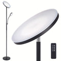 LED Floor Lamp with Reading Light ¨C 27W 2300LM Dimmable Torchiere Standing Lamp, 4 Color Temperatures, Remote & Touch Control, Metal Base for Living Room Bedroom Home Office (Black/White)