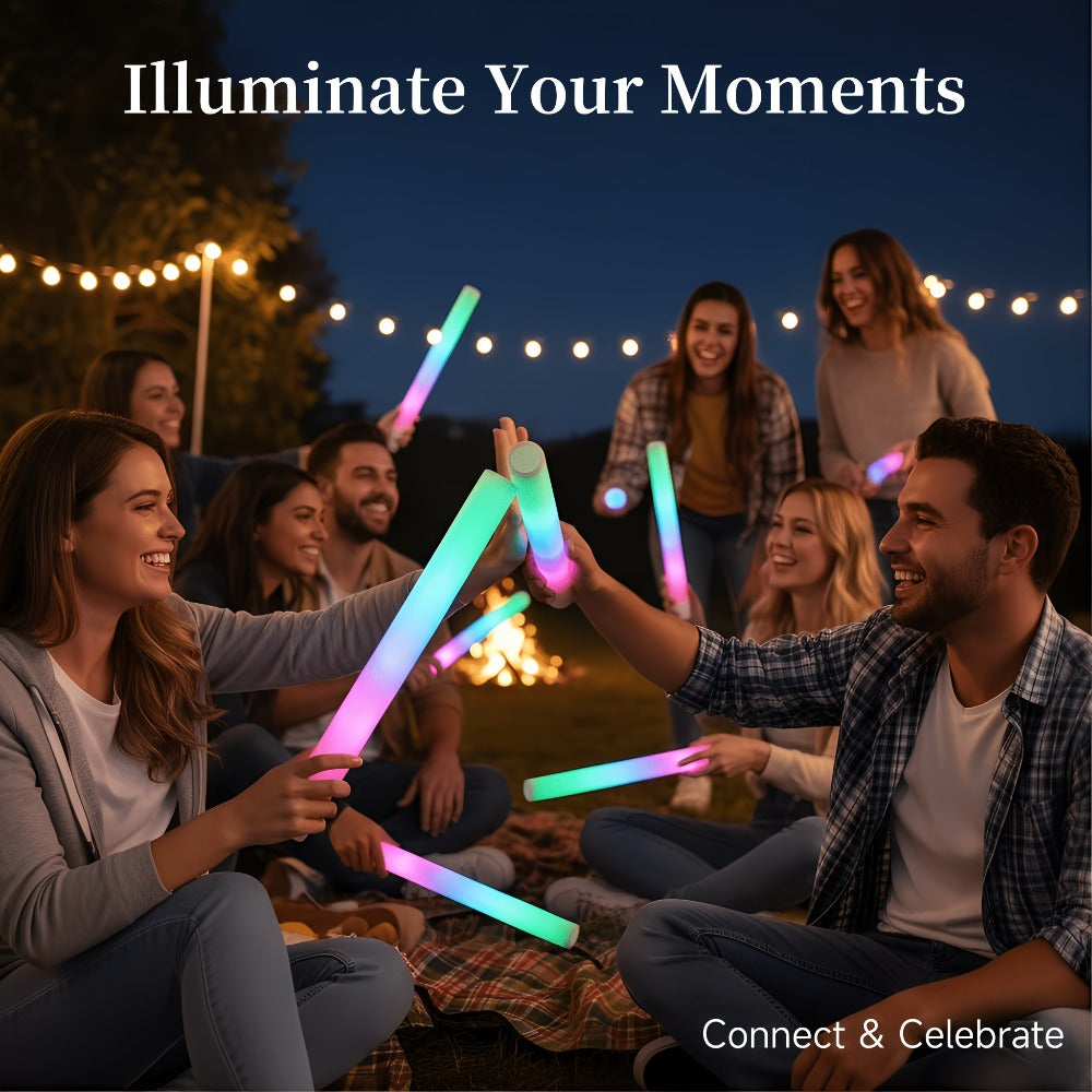 Foam Glow Sticks Set 103pcs 70pcs 40pcs ¨C LED Light Up Foam Sticks 3 Flashing Modes Assorted Colors Bulk Pack for Party Wedding Birthday Concert Rave Glow Night Event