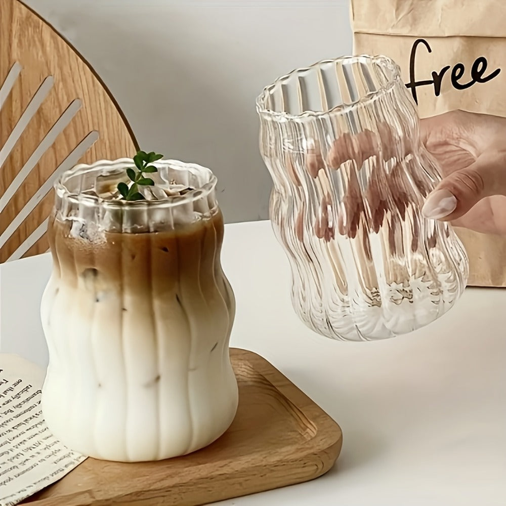 Borosilicate Glass Mugs Set of 4, Cloud-Shaped Coffee Mug Artistic Irregular Design, Clear Glass Cup for Hot Cold Beverages, Juice Milk Tea Latte, Wide Mouth Drinkware for Home Kitchen Cafe