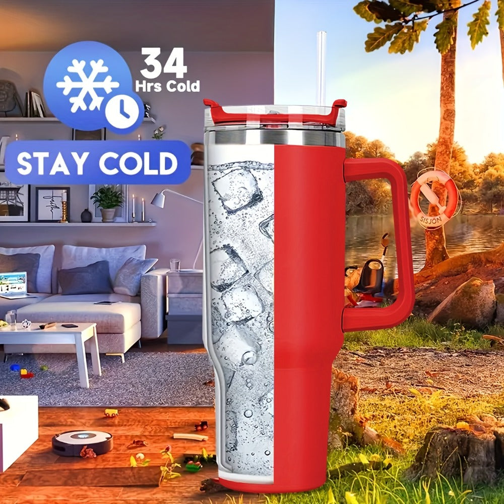 Water Bottle 40oz Stainless Steel with Lid and Straw - Leak Proof Insulated Cold Water Cup for Outdoor Sports Gym Hiking and Travel, Large Capacity Reusable Drink Bottle for Men and Women, Available in 6 Colors