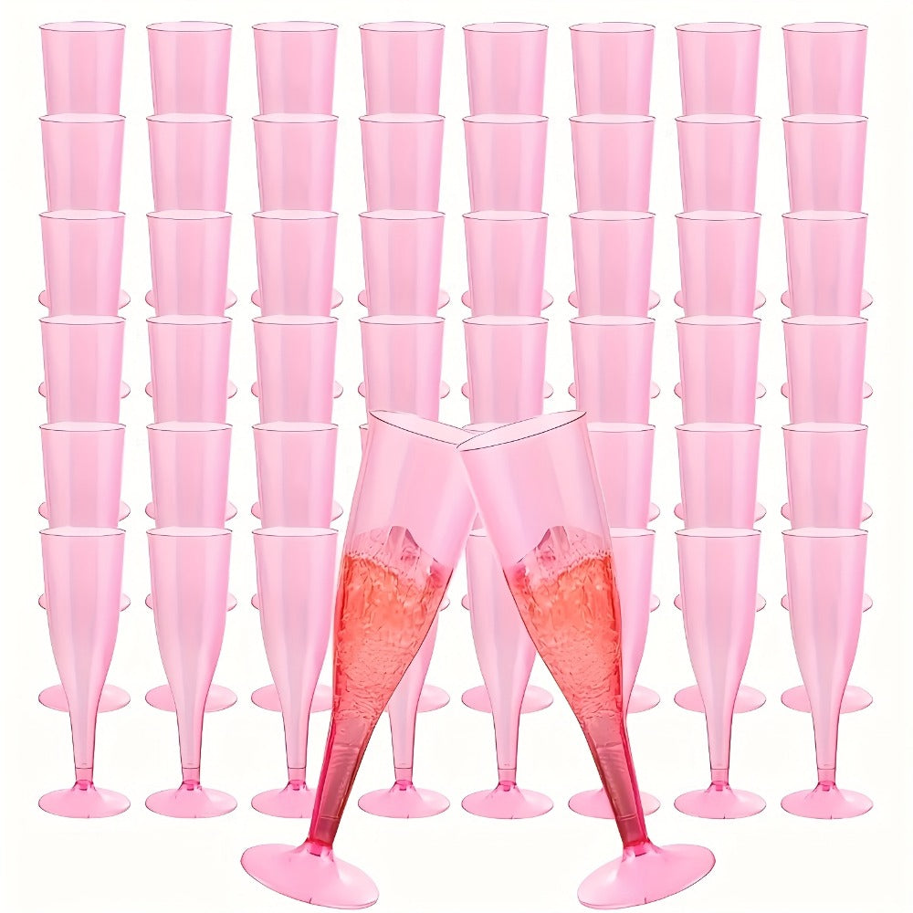Pink Plastic Champagne Glasses Disposable 25 50 Pack ¨C BPA-Free PS Mimosa Cups Pink Plastic Wine Glasses for Wedding Bridal Shower Cocktail Party Outdoor Events