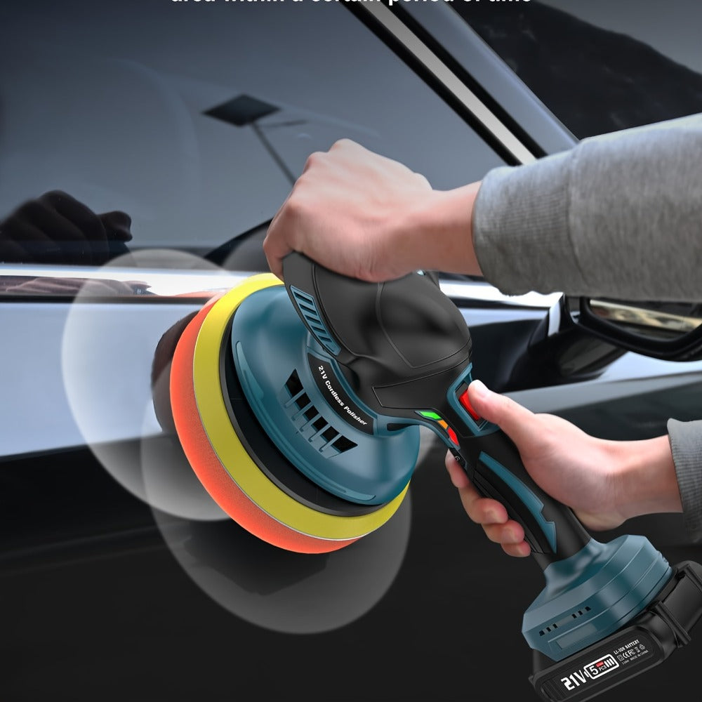 Cordless Buffer Polisher 6 Inch Dual Action Kit 2pcs 21V 2.0Ah Rechargeable Battery 6 Variable Speed 5500RPM for Car Detailing Polishing Waxing Paint Correction