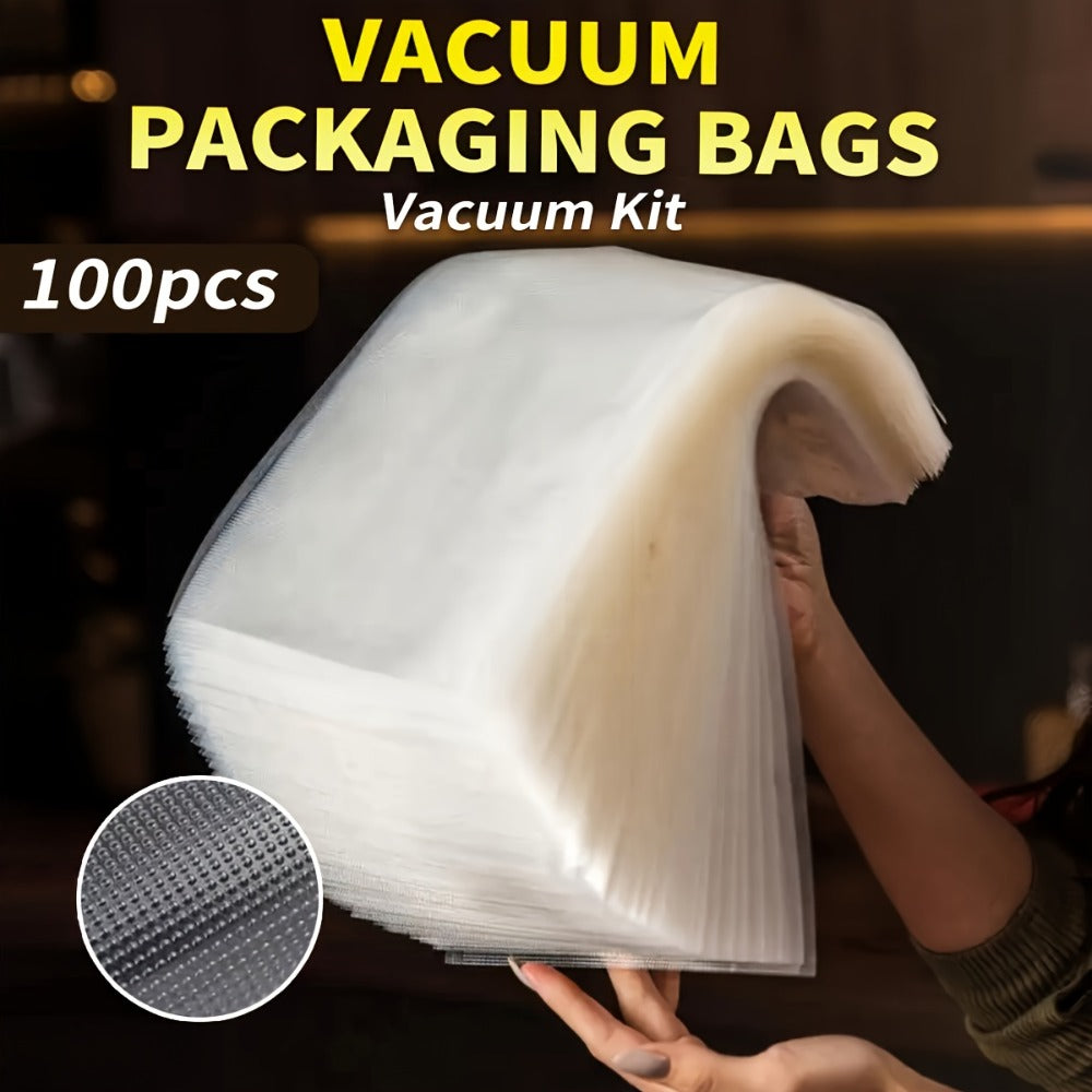 Micro Perforated Food Storage Bags 100 Pack - Breathable Ventilated Produce Bags for Fruits Vegetables Meat and Seafood, Refrigerator Fresh Keeping Bags for Longer Freshness, Available in 7 Sizes