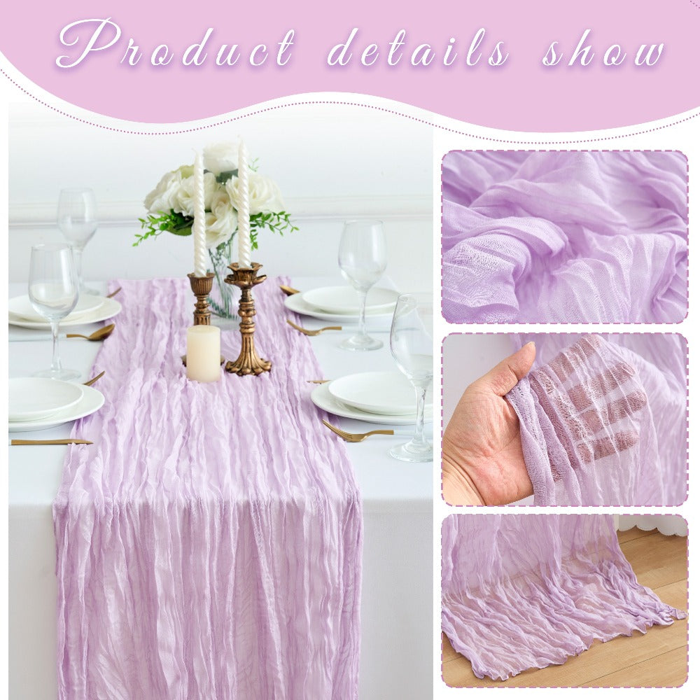 Cheesecloth Table Runner 10 Pack, 10ft Boho Wedding Table Runner for Reception, Rustic Bridal Shower, Party & Home Decor ¨C Dusty Pink, Sage, Lavender