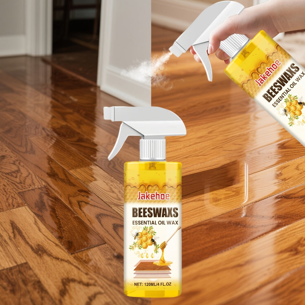 Wood Floor Beeswax Care Spray 4oz Hardwood Floor Cleaner Polish Scratch Repair 3-in-1 Aromatherapy Scent with Sponge and Towel for Hardwood Laminate Parquet