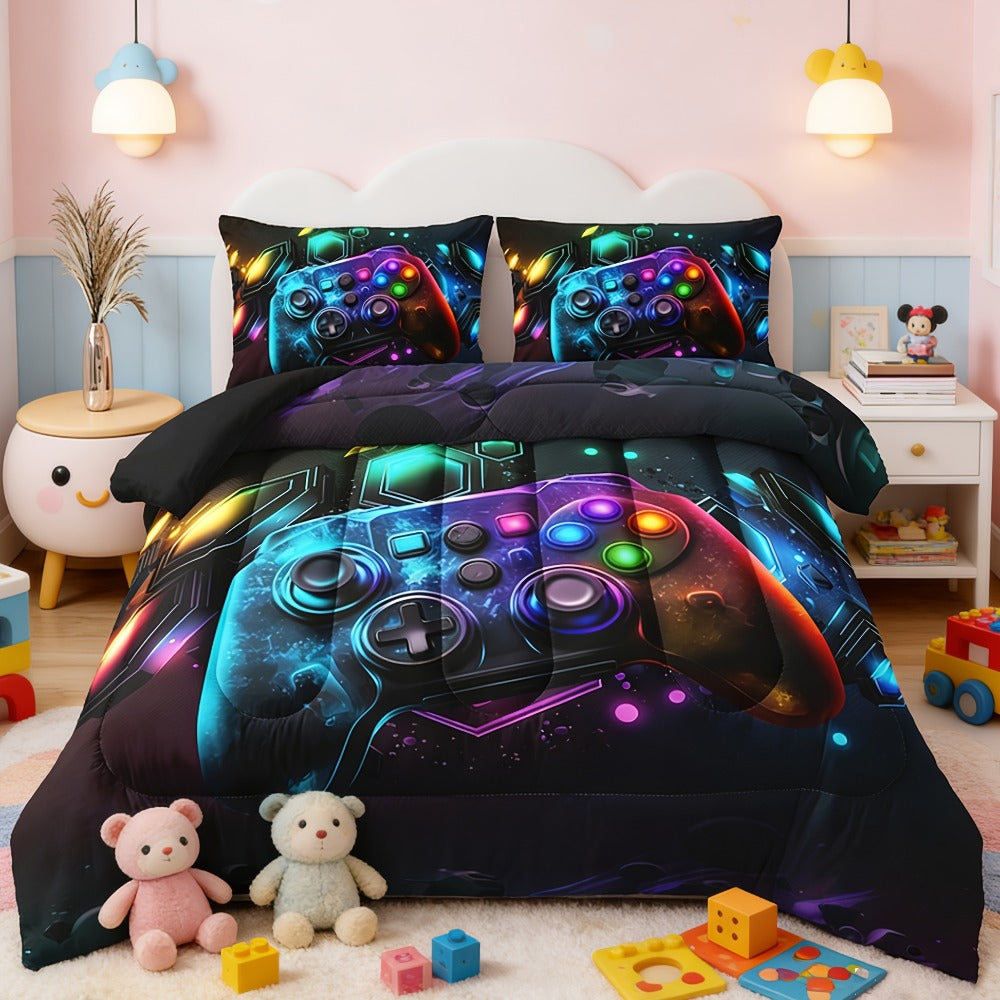 Kids Comforter Set 3 Piece Soft Breathable Quilt with 2 Pillowcases - Digital Print Bedding Set for Bedroom Dorm, Twin Full Queen King, Boys Girls Bed Set