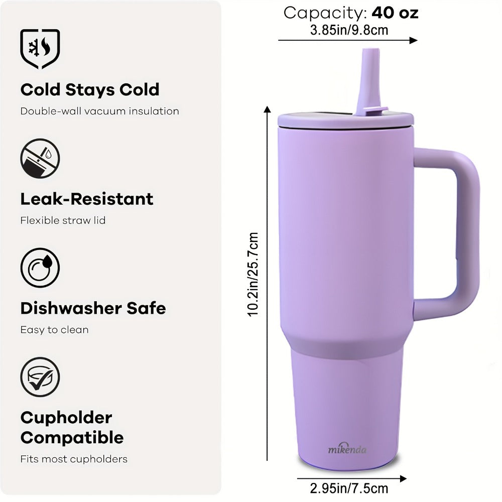 Stainless Steel Insulated Tumbler 40oz with Lid and Foldable Straw - Double Wall Vacuum Keeps Hot 12H Cold 24H, Travel Coffee Cup for Home Office Car and Outdoor, Available in 6 Colors, Great Gift for Men and Women