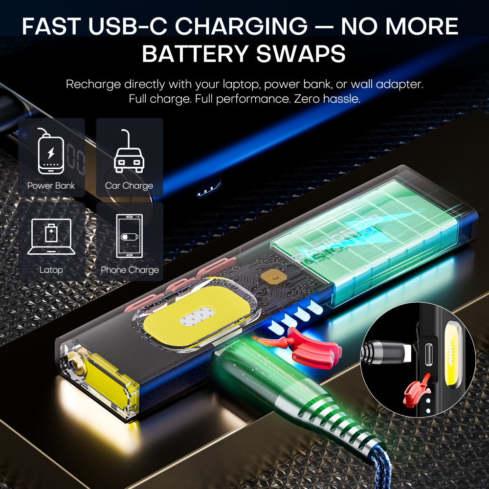 Multi-Function EDC Flashlight 11 Lighting Modes | UV Infrared Red Laser COB Work Light Magnetic Tail | Rechargeable Power Indicator Flat Pocket Emergency Flashlight