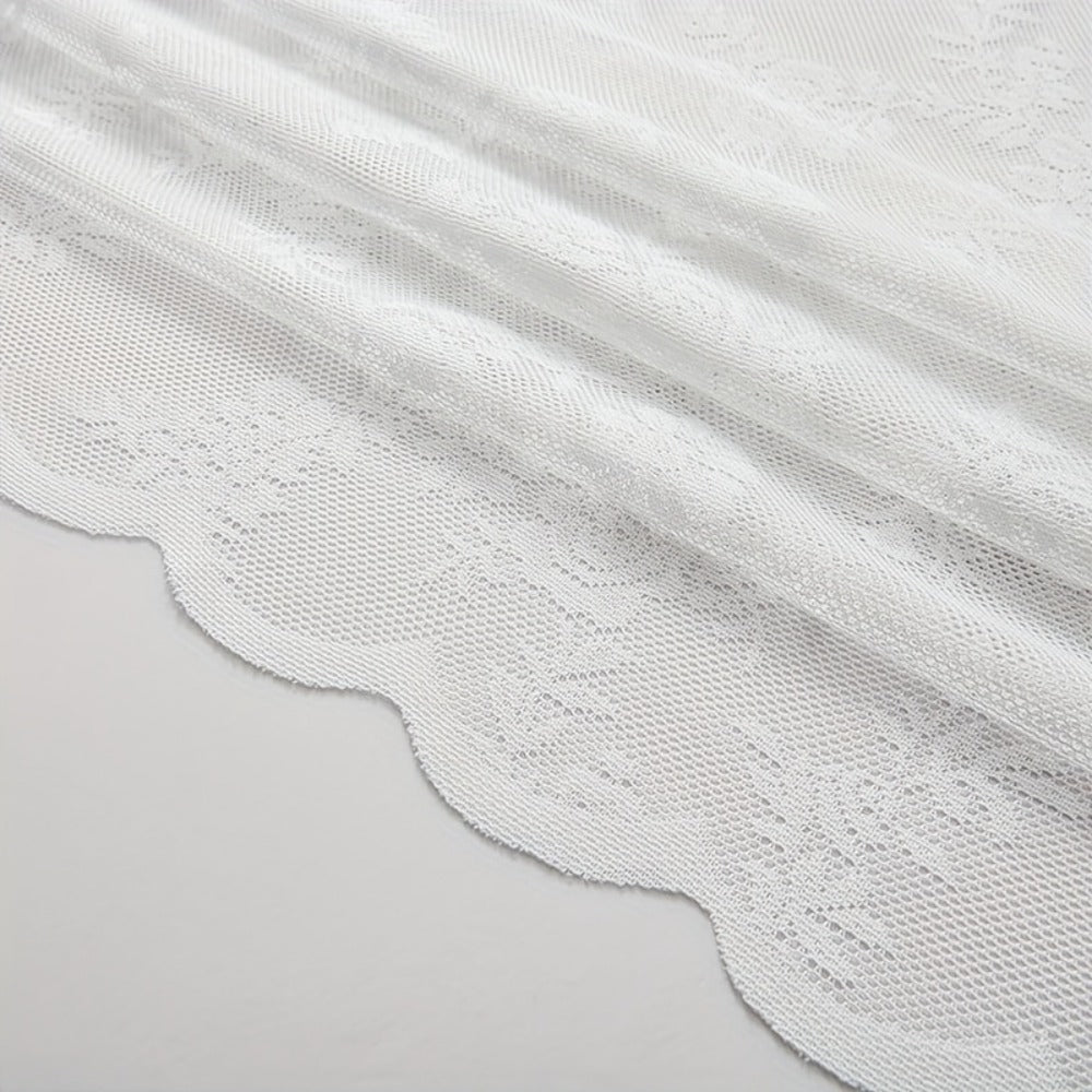 Sheer Lace Curtains 2 Panels Bohemian Floral Semi-Transparent Rod Pocket Window Curtains for Living Room Bedroom All Seasons