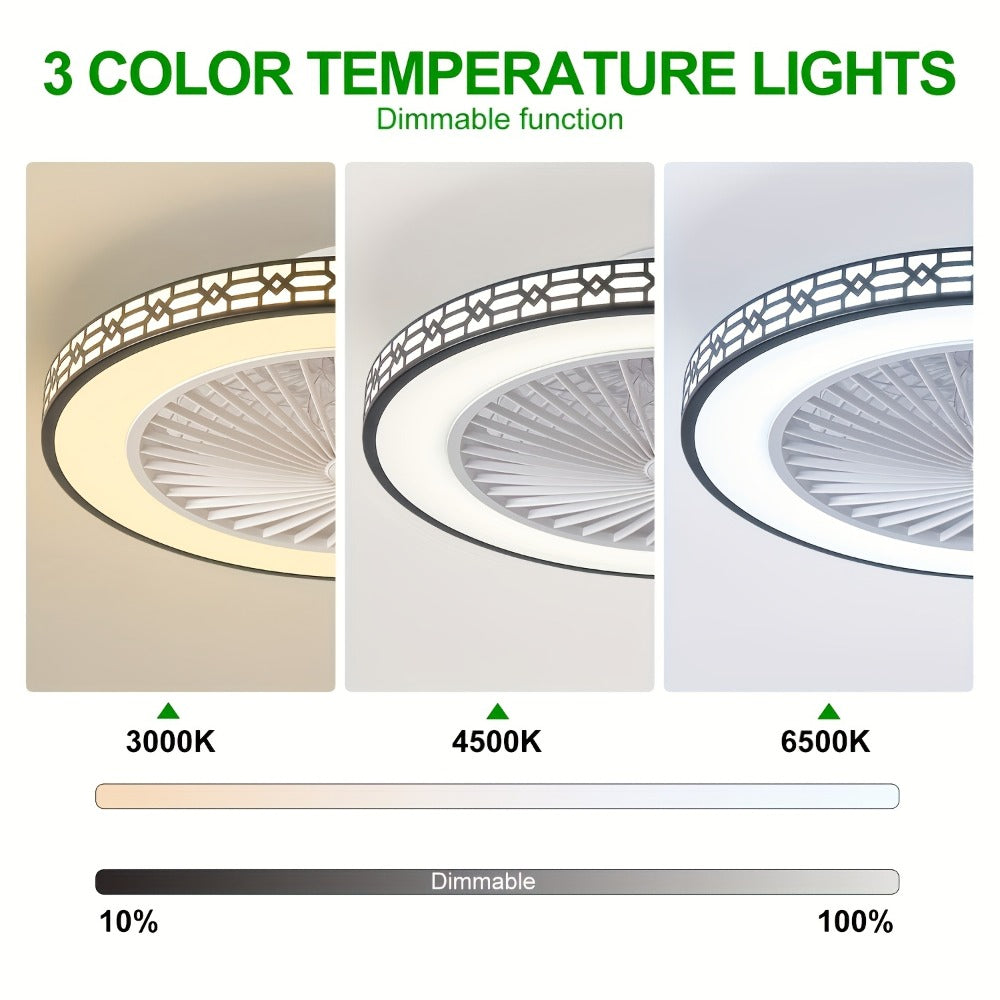 LED Ceiling Fan with Light 20 Inch Modern Flush Mount Adjustable Color Temperature 3000K to 6500K Reversible Airflow for Bedroom Office Study Indoor Spaces