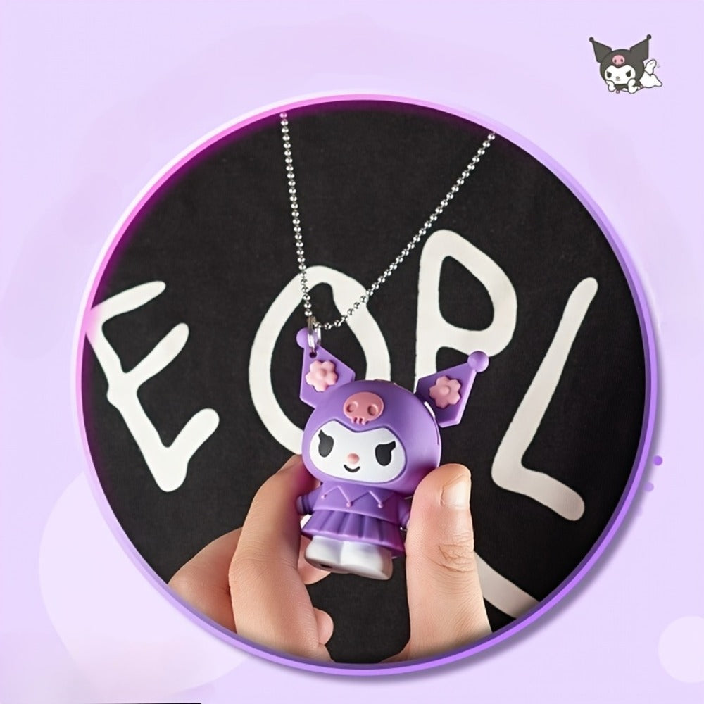 3D Kawaii Anime Figure Lighter with Chain, Cute Kuromi Sanrio Cartoon Open Flame Butane Lighter, Unique Kawaii Gift for Anime Fans, Available in 3 Colors ¨C Black, Purple & Pink (No Butane Included)
