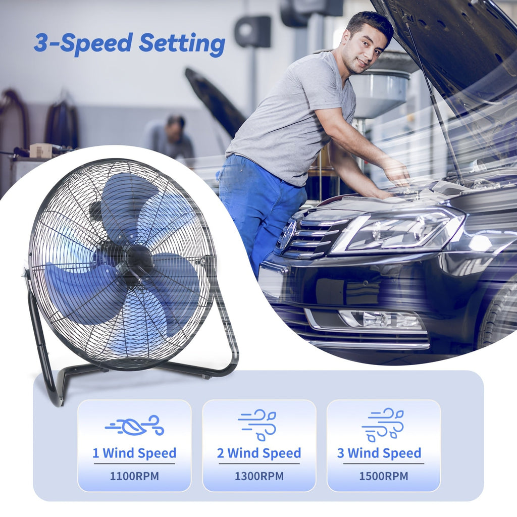Industrial Floor Fan High Velocity, 3-Speed Heavy Duty Metal Cradle Fan with 360¡ã Tilt, Multiple Sizes Available, Powerful Air Circulation Fan for Warehouse, Workshop, Garage, Factory and Basement