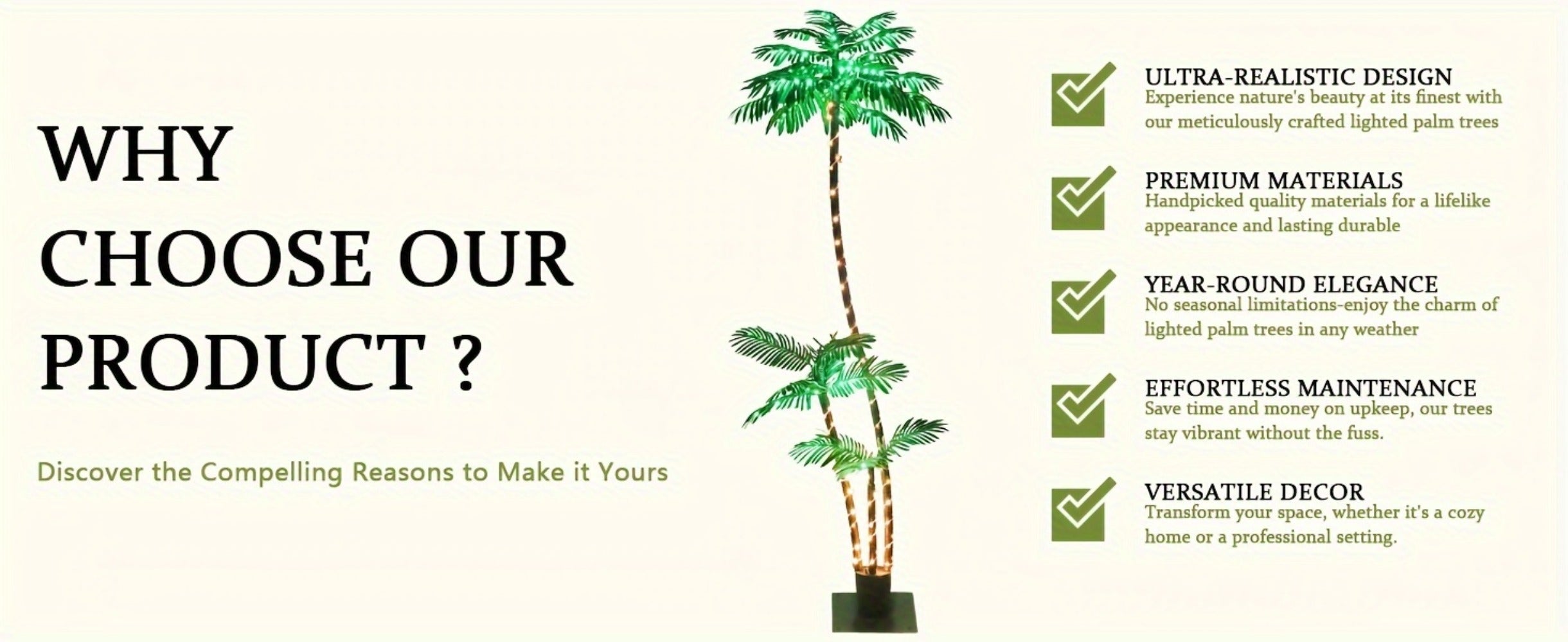 Solar Powered Artificial Palm Tree 7ft Triple Trunk 260 LED Lights 8 Modes Dimmable Timer 2200mAh Battery Metal Base Outdoor Indoor Decor Tiki Bar Patio Beach Garden Christmas Halloween Party
