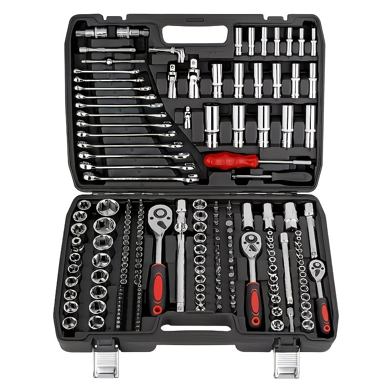 Impact Socket Set 53/54/194/518PCS ¨C 3/8¡± Drive CR-V Steel | Metric 8-22mm & Imperial 5/16¡±-3/4¡± | Complete Socket Kit for Car Repair, DIY & Mechanics | Best Gift for Men