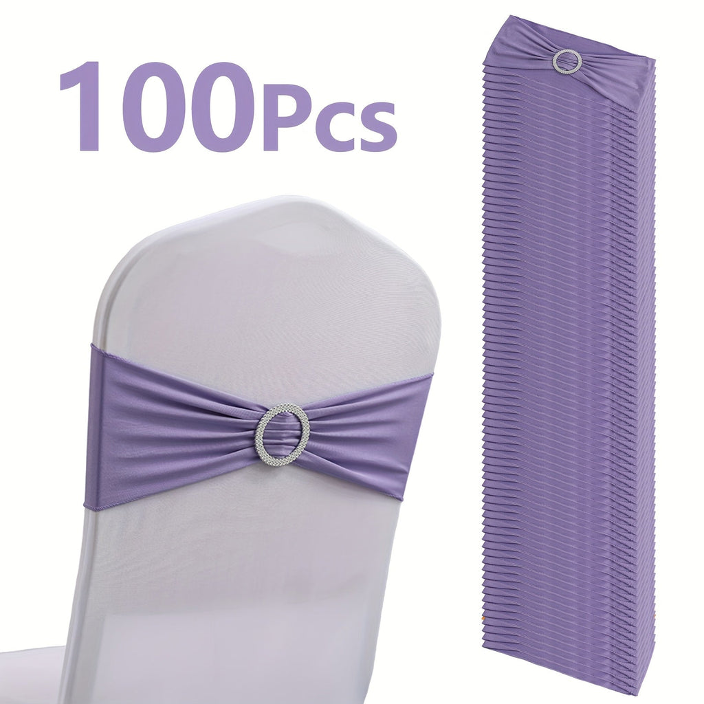 Chair Sashes for Wedding 100pcs Stretch Spandex Elastic Chair Sash Bands with Buckle for Dining Chairs Banquet Party Event Decor - Bulk Set Multiple Colors