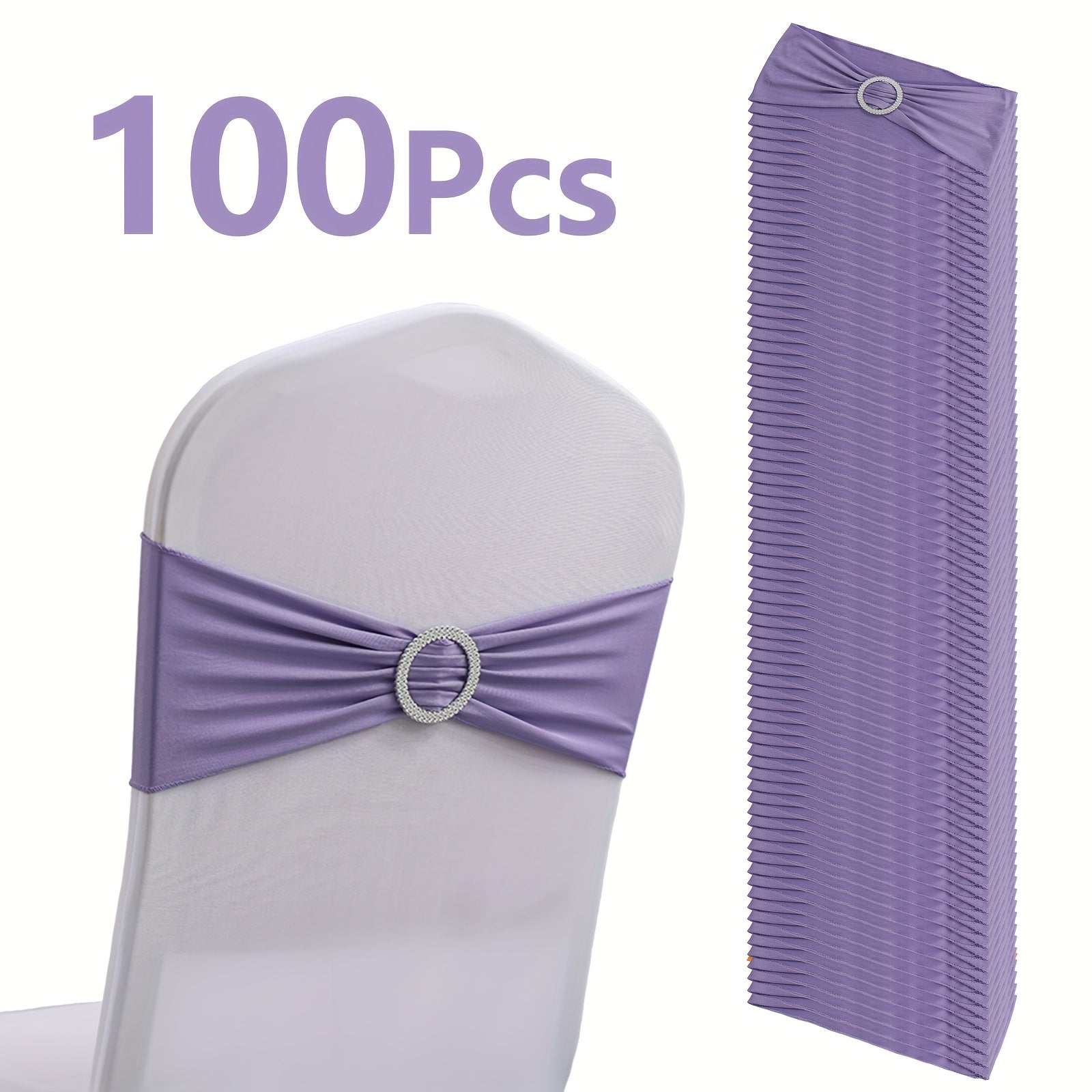 Chair Sashes for Wedding 100pcs Stretch Spandex Elastic Chair Sash Bands with Buckle for Dining Chairs Banquet Party Event Decor - Bulk Set Multiple Colors