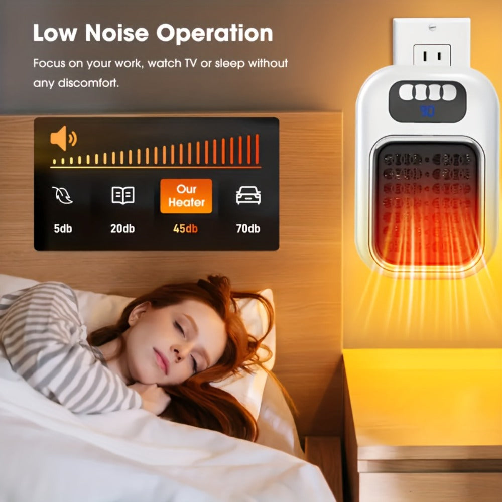 Wall Mounted Mini Electric Space Heater ¨C Fast Heating, 3 Modes, Adjustable Temperature, Overheat & Tilt Protection, Display Screen, Portable Plug-In Heater for Home, Office, Bathroom & Pet Area