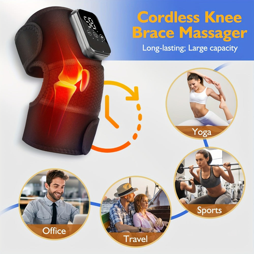 Heated Knee Massager with Heat and Vibration Massage ¨C Wireless Portable Electric Knee Brace Wrap for Pain Relief, Arthritis, Joint Stiffness ¨C 3-in-1 Shoulder Elbow Knee Heating Pad, Gift for Elderly