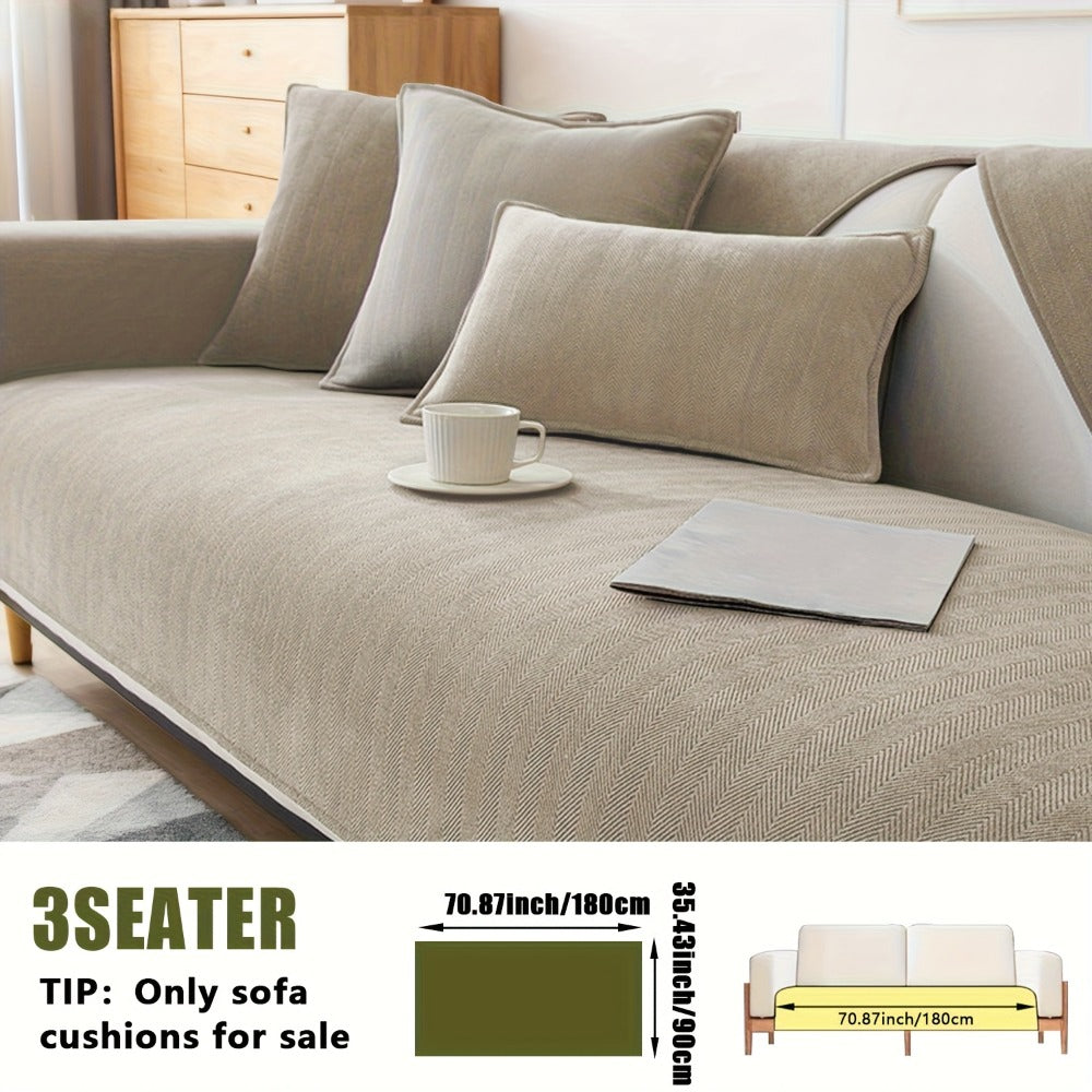 Chenille Ribbed Sofa Cover - Pet Friendly Non-Slip Machine Washable Soft Stretch Slipcover for 1-4 Seater Sectional Sofa Living Room Bedroom Office, 9 Colors