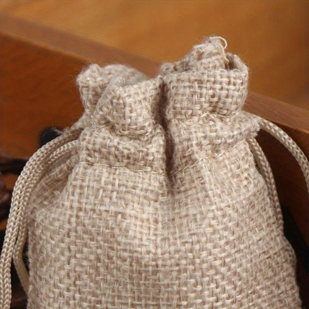 Natural Jute Drawstring Bags 50pcs ¨C Multipurpose Gift Pouches for Party Favors, Wedding, Packaging & Storage