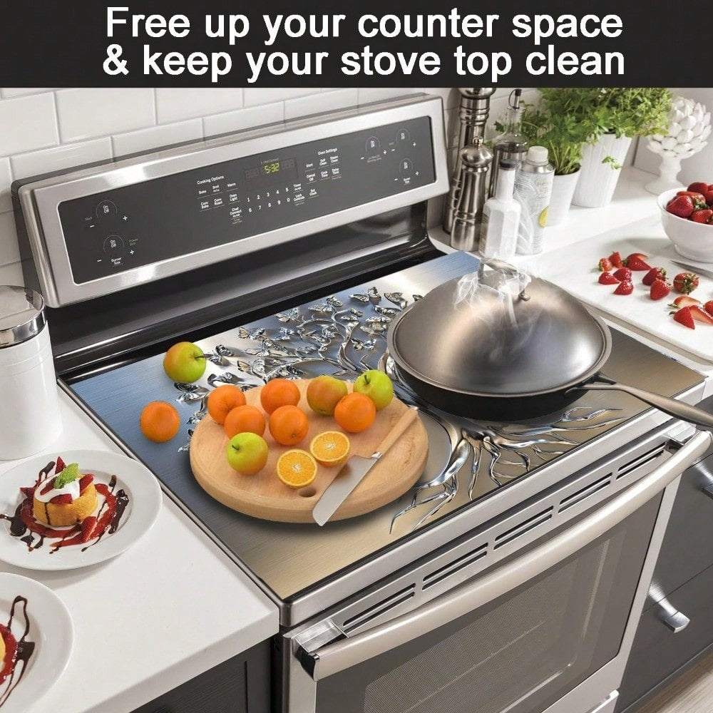 Stove Top Cover Mat Classic Tree Design | Heat-Resistant Decorative Stove Protector Pad with Branches & Leaves | Non-Stick Kitchen Cooktop Cover for Gas Stove Induction Oven
