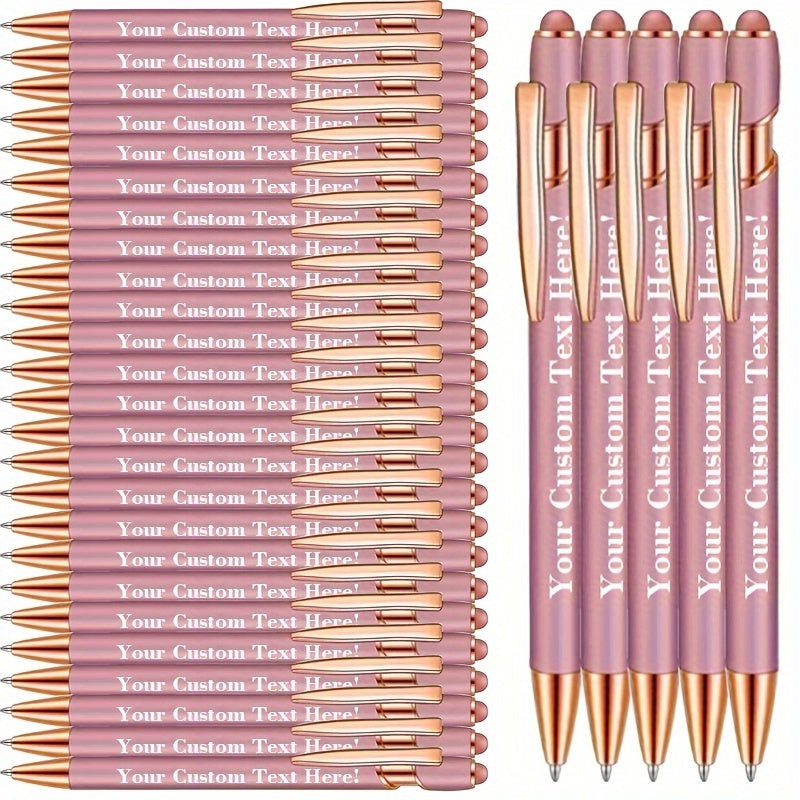 Custom Engraved Luxury Pens Bulk Set with Touch Tip & Soft Grip - Personalized with Logo, Name or Text, Elegant Gift Pens for Wedding, Birthday, Christmas, Office, Party Giveaways - 25/30/35/45/50 Pcs