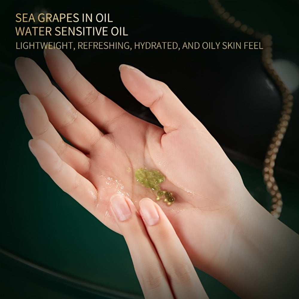 Sea Grape Collagen Peptide Essence Oil Squalane Moisturizing Face Serum Alcohol-Free Anti-Aging Skin Brightening Unisex Skincare for Sensitive Skin