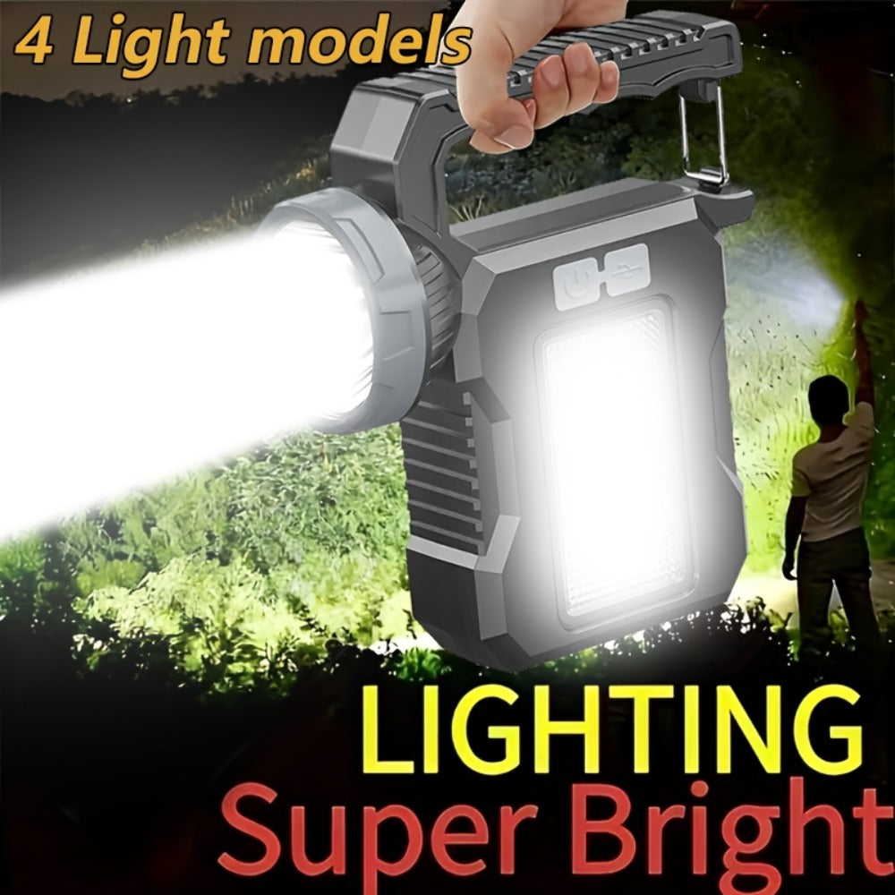 Solar Flashlight USB Rechargeable Ultra-Bright LED | 4 Lighting Modes Portable Solar Torch with Battery Indicator | Camping Hiking Emergency Night Fishing Outdoor Gift