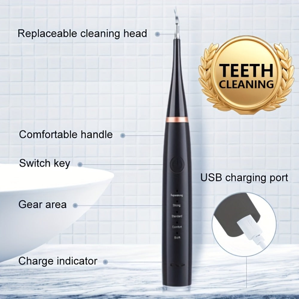 USB Electric Toothbrush Set - 5 Replaceable Brush Heads & 2 Cleaning Heads, USB Rechargeable Electric Toothbrush with Travel Case, Complete Oral Care Kit for Home & Travel, Black or White