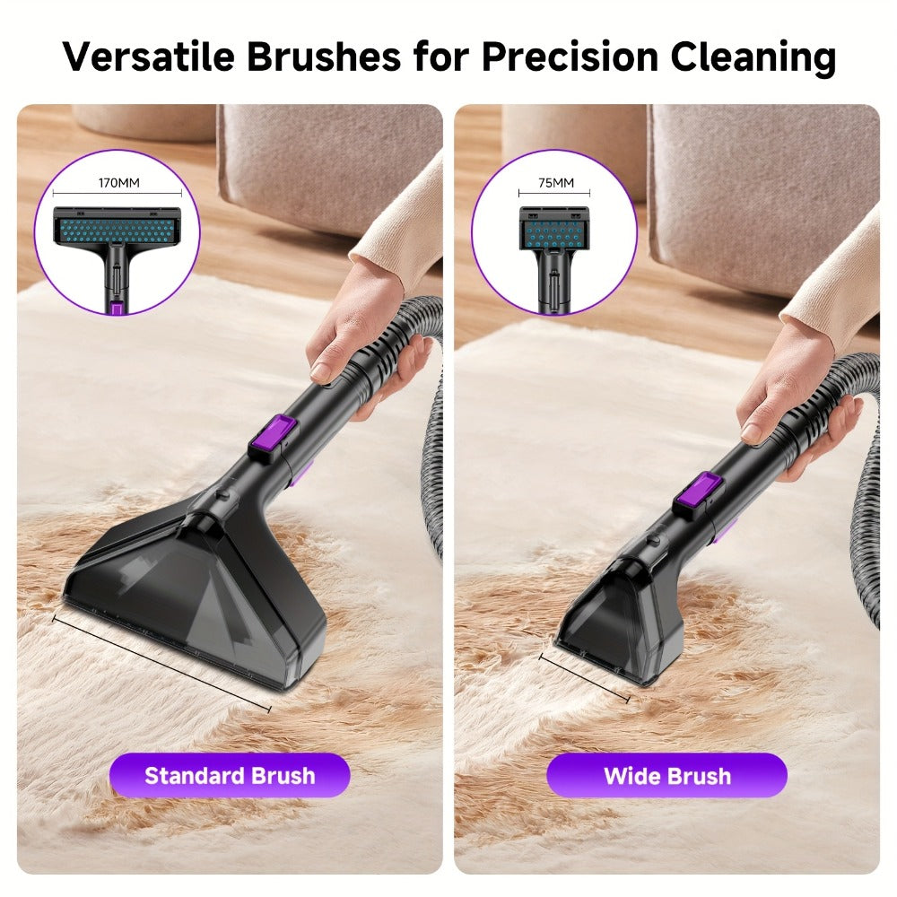 Portable Upholstery Cleaner Machine 30Kpa ¨C Carpet & Spot Cleaner with Dual Brush Head for Deep Stain Removal on Carpet, Couch, Car Seat, Stairs & Pet Messes