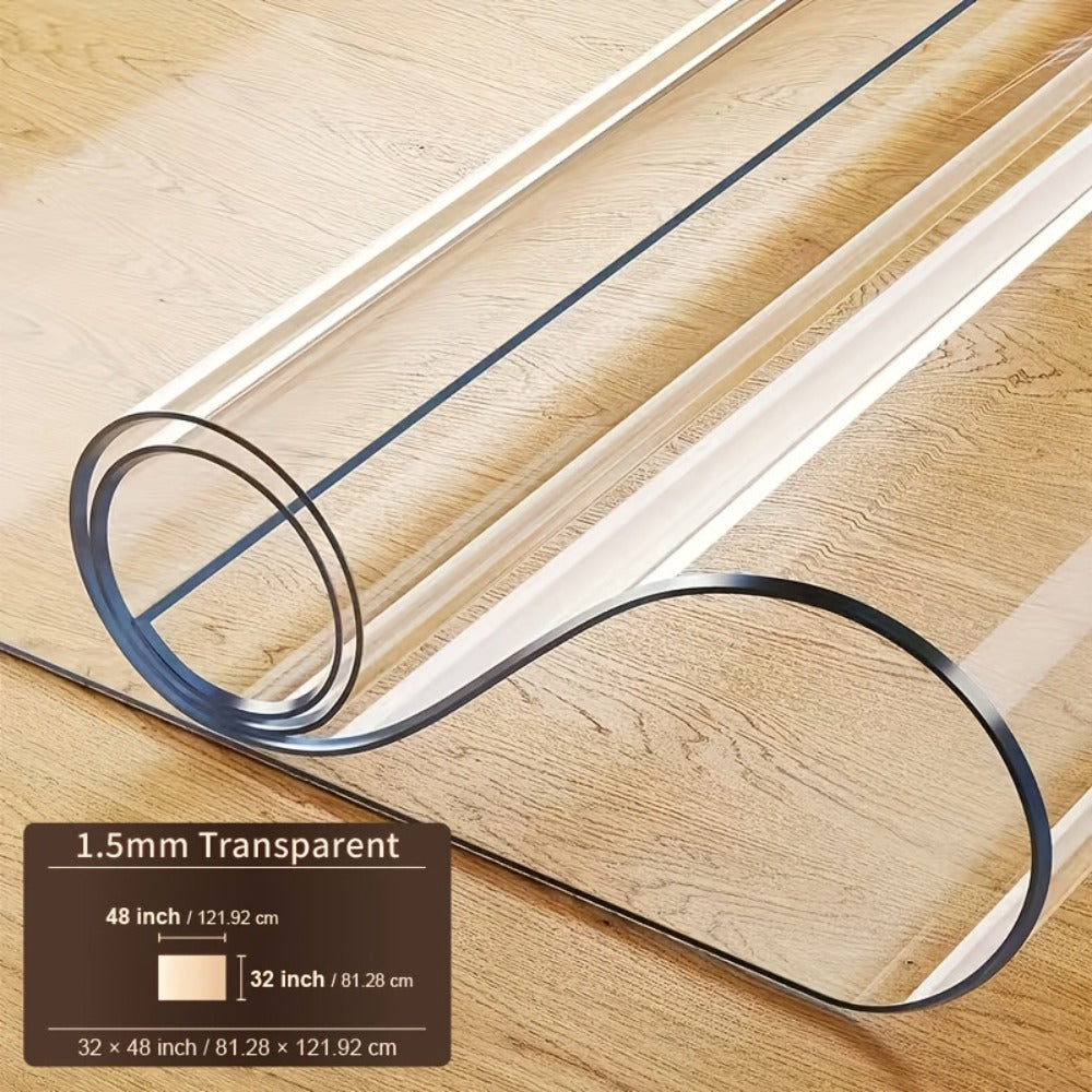 Clear PVC Tablecloth Table Protector 1.5mm Thick Transparent Table Cover Heat Resistant Scratch Resistant Waterproof Desk Mat for Dining Table Home Office Restaurant Coffee Table Multiple Sizes