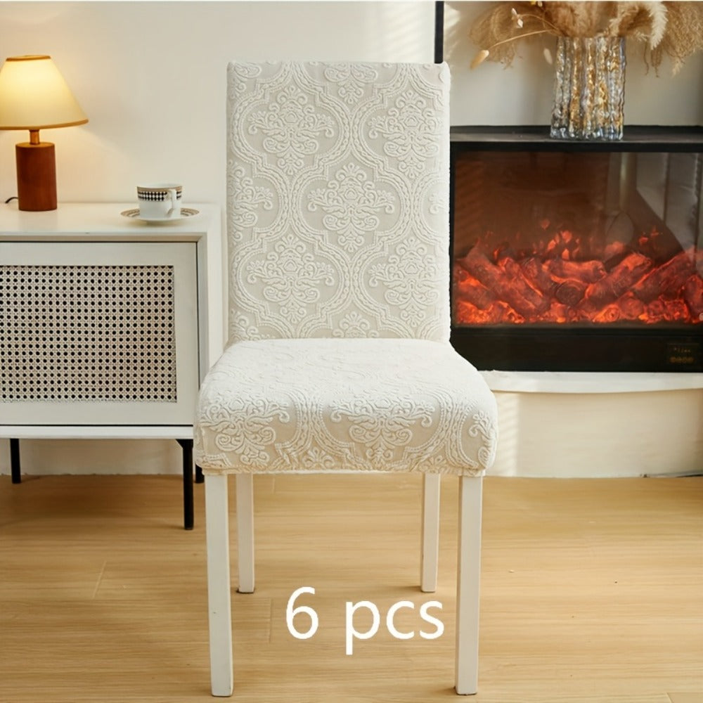Dining Chair Covers Stretch Velvet Washable Removable Slipcovers Set of 4 or 6 for Kitchen Home Hotel Banquet ¡ª Elastic Band Silver Fox Velvet 200GSM