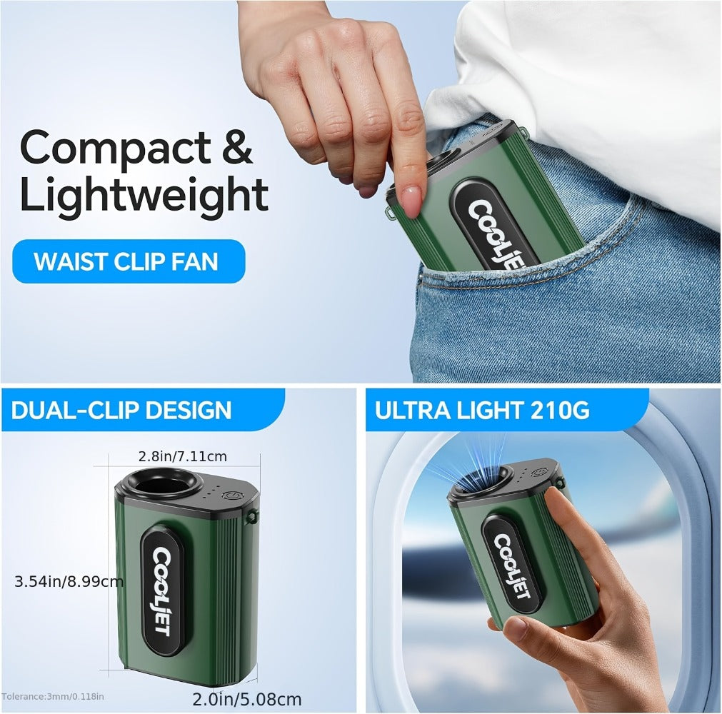 Neck Fan Waist Clip Fan 5000mAh, 18000RPM Powerful Brushless Motor, 4-Speed Portable Personal Fan with LED Battery Indicator, Hands-Free Wearable Fan for Outdoor Work, Camping, Sports and Travel