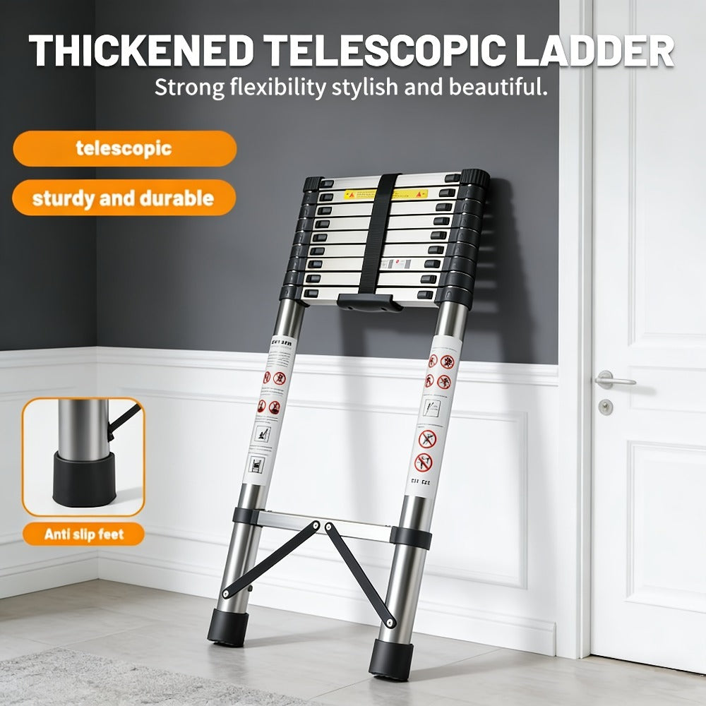 Telescoping Extension Ladder Aluminum Heavy Duty 330 LBS ¨C 6.5 / 8.5 / 10.5 / 12.5 FT Folding Telescopic Ladder, Easy Store, Multi-Purpose for Roof Repair, Painting, Gutter Cleaning & Outdoor Work