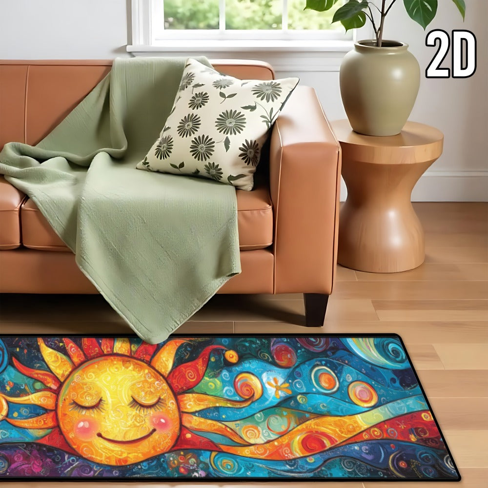Boho Runner Rug Mandala Non-Slip Washable Soft Polyester Kitchen Hallway Mat Sun Totem Colorful Pattern Living Room Bathroom 5 Designs