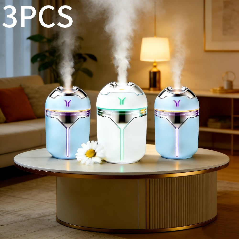 Mini Humidifier Set of 3 with Colorful Design | Quiet Adjustable Spray Air Freshener Humidifier for Bedroom, Living Room & Office | Dual-Use Home Fragrance Holiday Gift Set | White & Blue