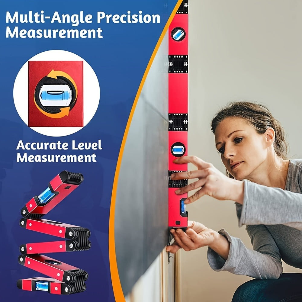 Folding Level Multifunction Multi-Angle Measurement Woodworking Tool Foldable Post Level Precise Leveling Any Position for Home Renovation DIY Carpentry Holiday Gift