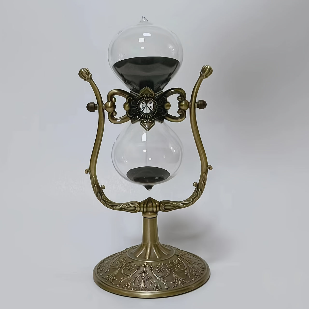 Sand Timer Hourglass Vintage Brass Metal Sand Clock 360¡ã Rotating Decorative Hourglass Timer for Home Office Desk Decor Unique Gift for Christmas Birthday