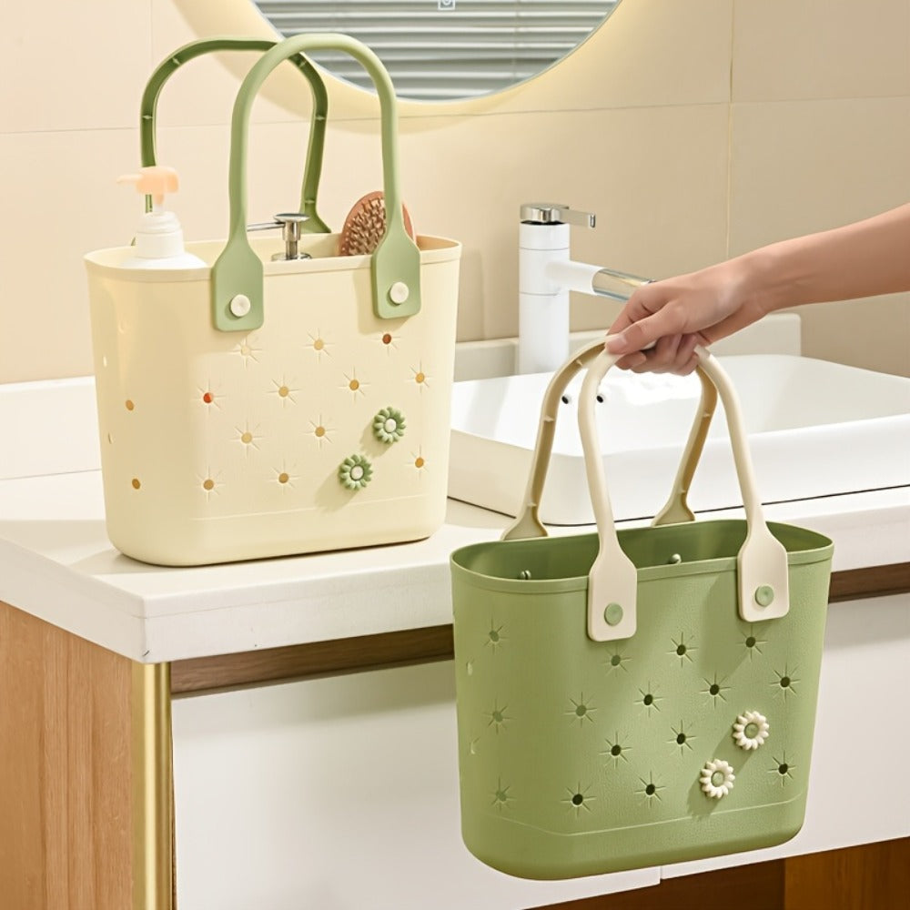 Shower Caddy Basket with Handles - Large Mesh Waterproof Bath Organizer Drainable Sand Water Resistant for Beach Bathroom Dorm College Toiletries Storage Portable Travel Caddy Tote Bag