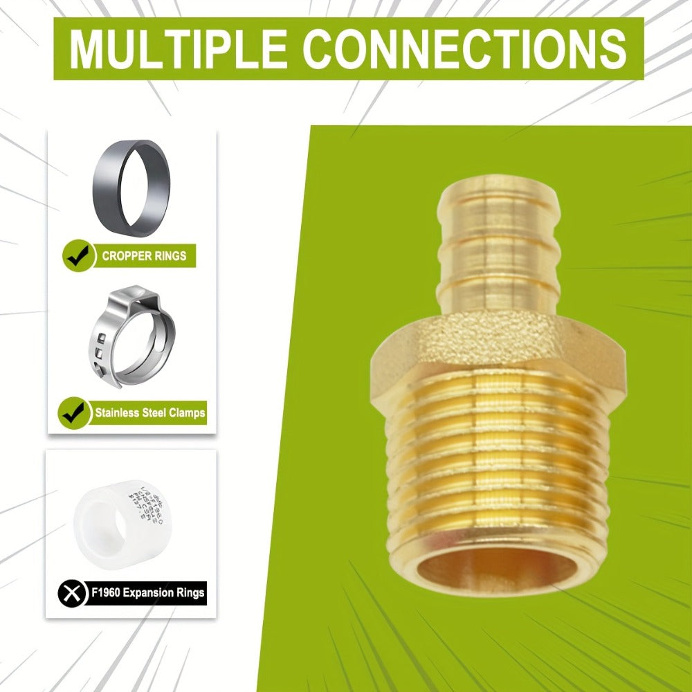 Brass PEX Crimp Adapters 20pcs - 10pcs 1/2¡± PEX x 1/2¡± Male NPT & 10pcs 1/2¡± PEX x 1/2¡± Female NPT Threaded Adapter, Crimp Fittings for PEX Pipe Plumbing Connections