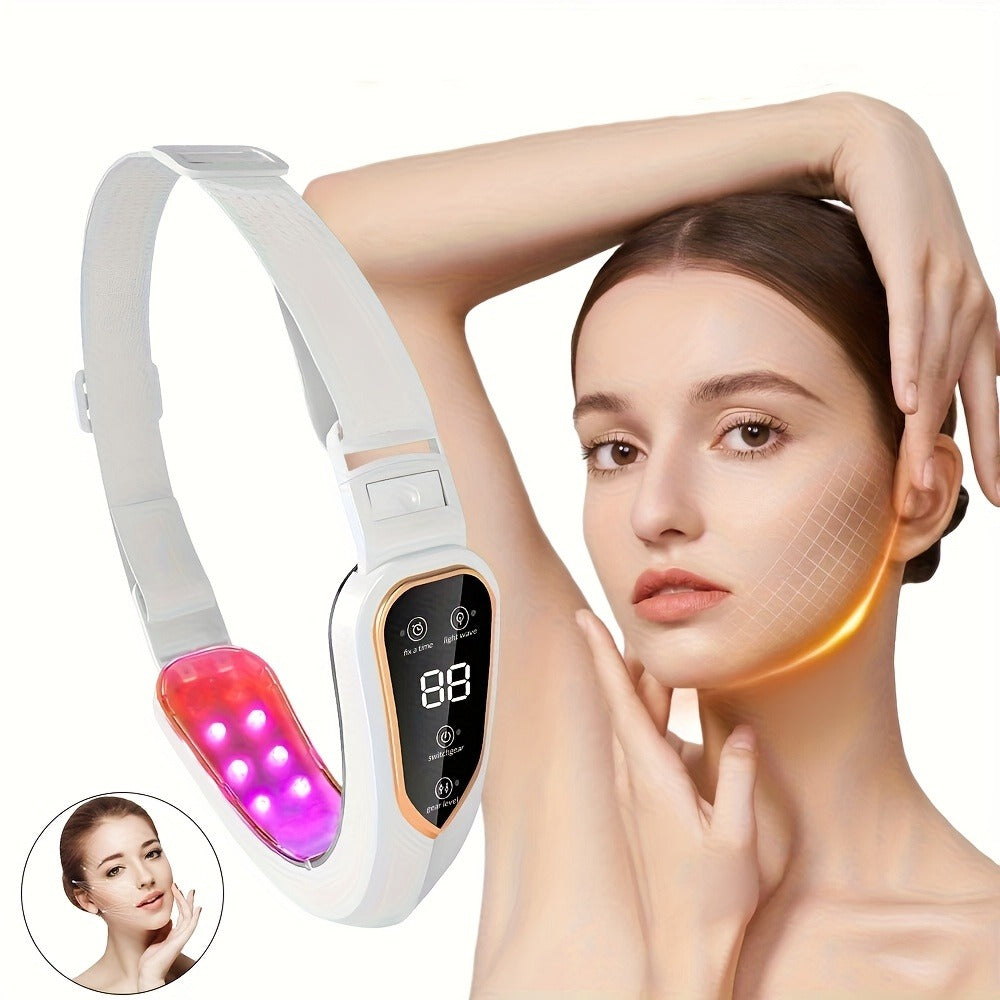Double Chin Reducer Face Lifting Massager - 6-Speed Electric V-Line Facial Slimming Device, USB Rechargeable Jaw Exerciser & Skin Tightening Beauty Tool for Women, Dark Green / Light Green / Pink